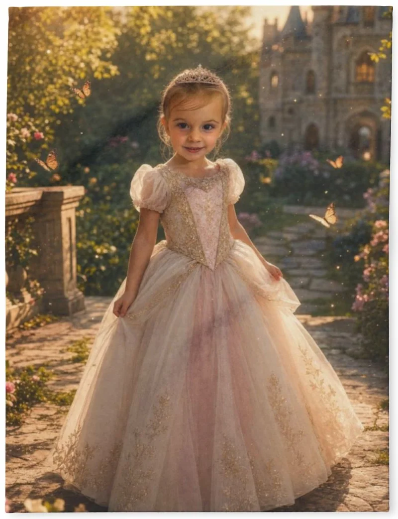 A princess portrait printed on a soft fleece blanket