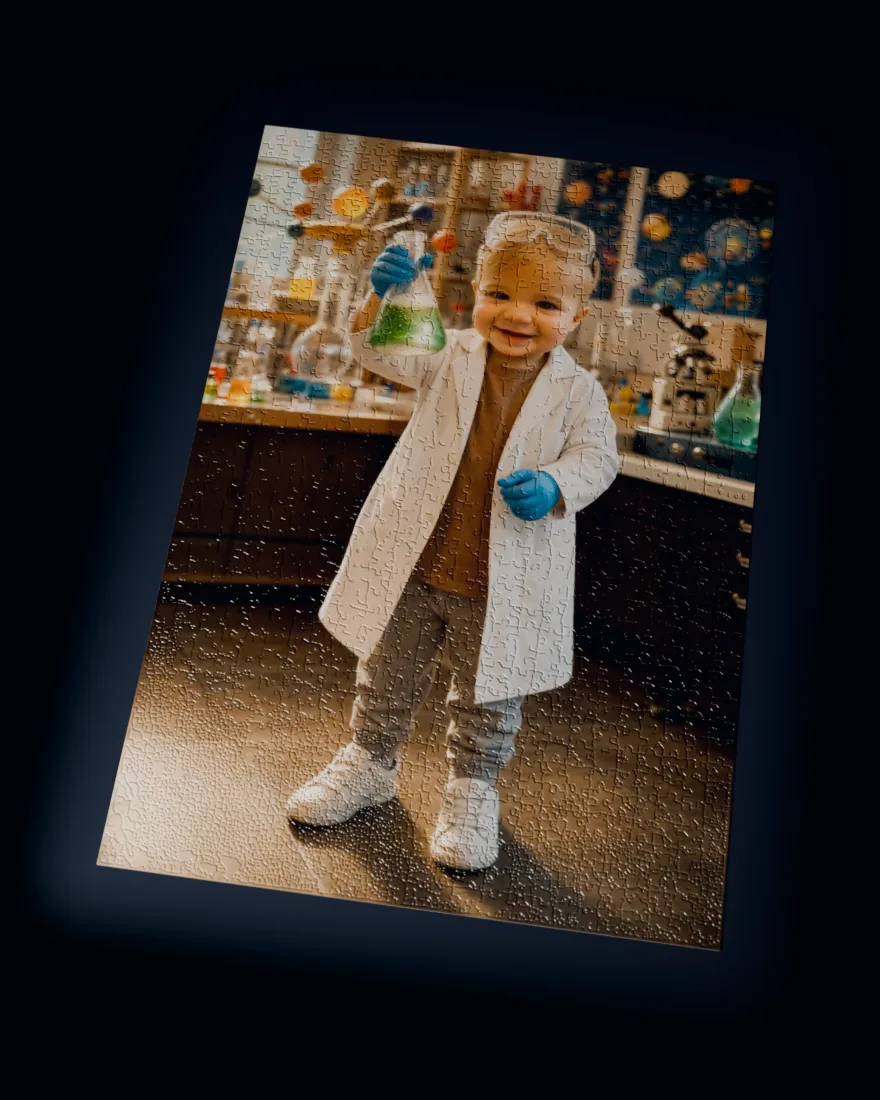 Super Scientist printed as a 1,014-piece jigsaw puzzle