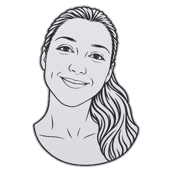 A woman’s face drawn in fine line, engraved on a stainless steel pendant cut to its outline