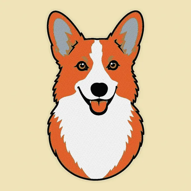 Stitch preview of a corgi in the portrait style