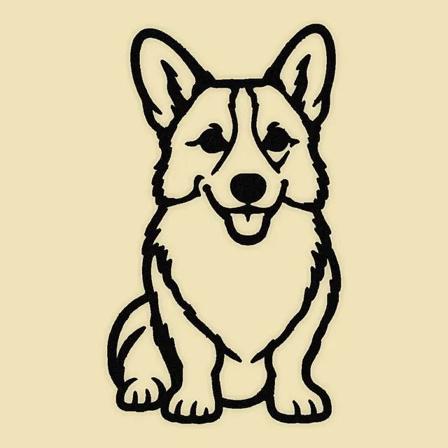 Stitch preview of a corgi in the line art style