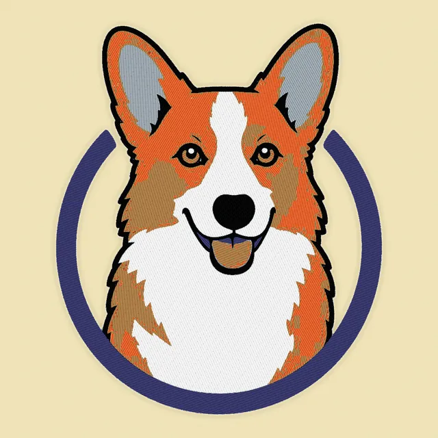 Stitch preview of a corgi in the badge style