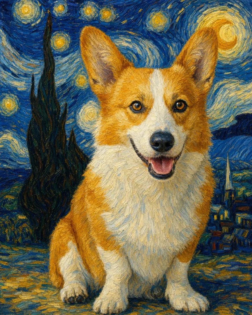 Starry Swirl pet portrait