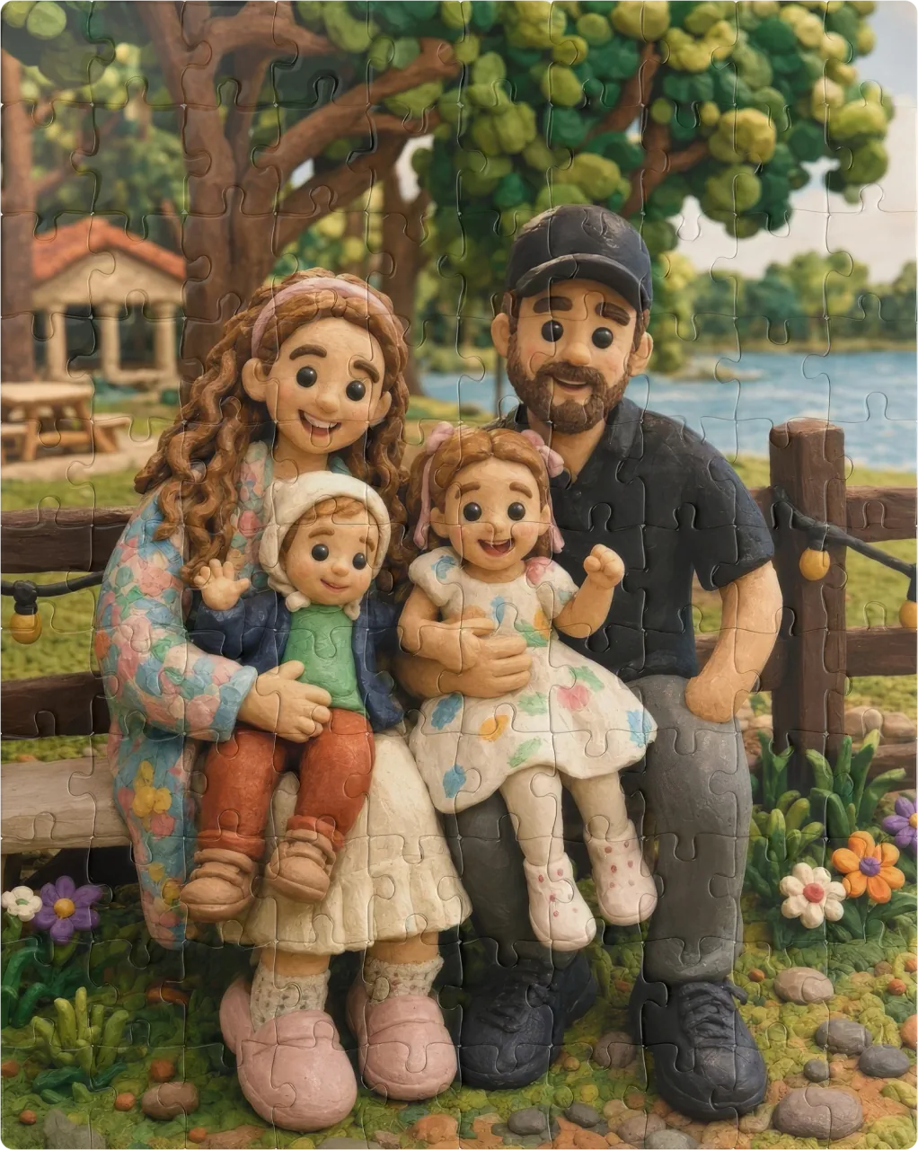 Clay Crew family portrait printed as a custom jigsaw puzzle