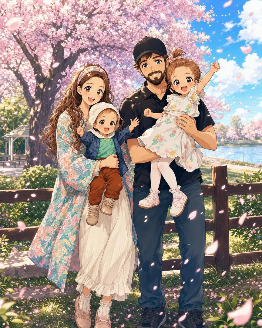 Anime family portrait style