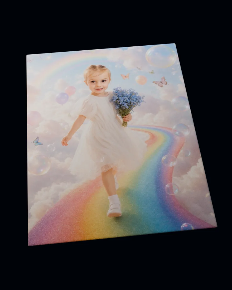 Rainbow Dreamland printed on a soft fleece blanket
