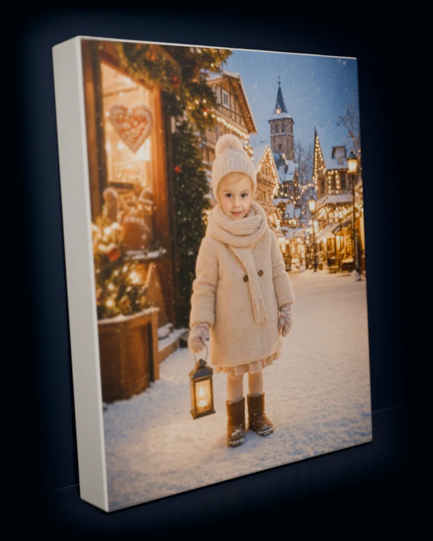 Christmas Village printed as a gallery-wrapped matte canvas
