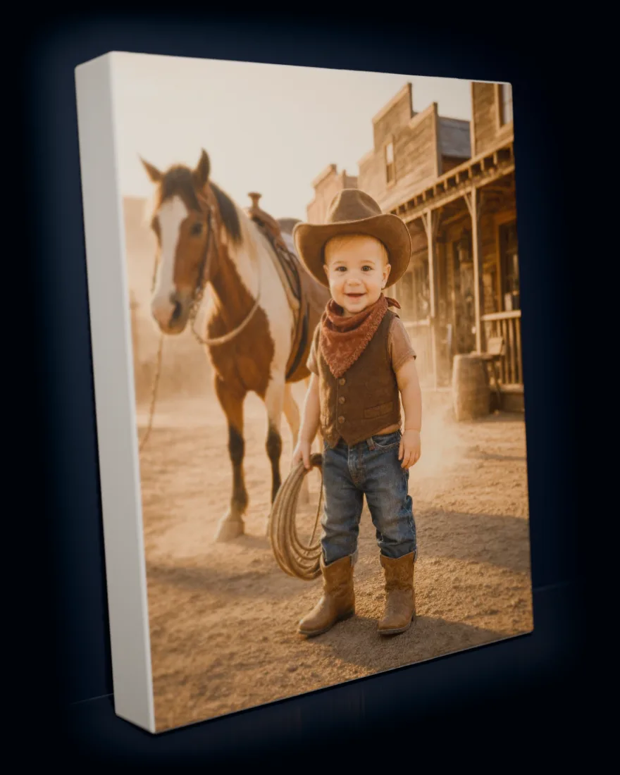 Wild West Cowboy printed as a gallery-wrapped matte canvas