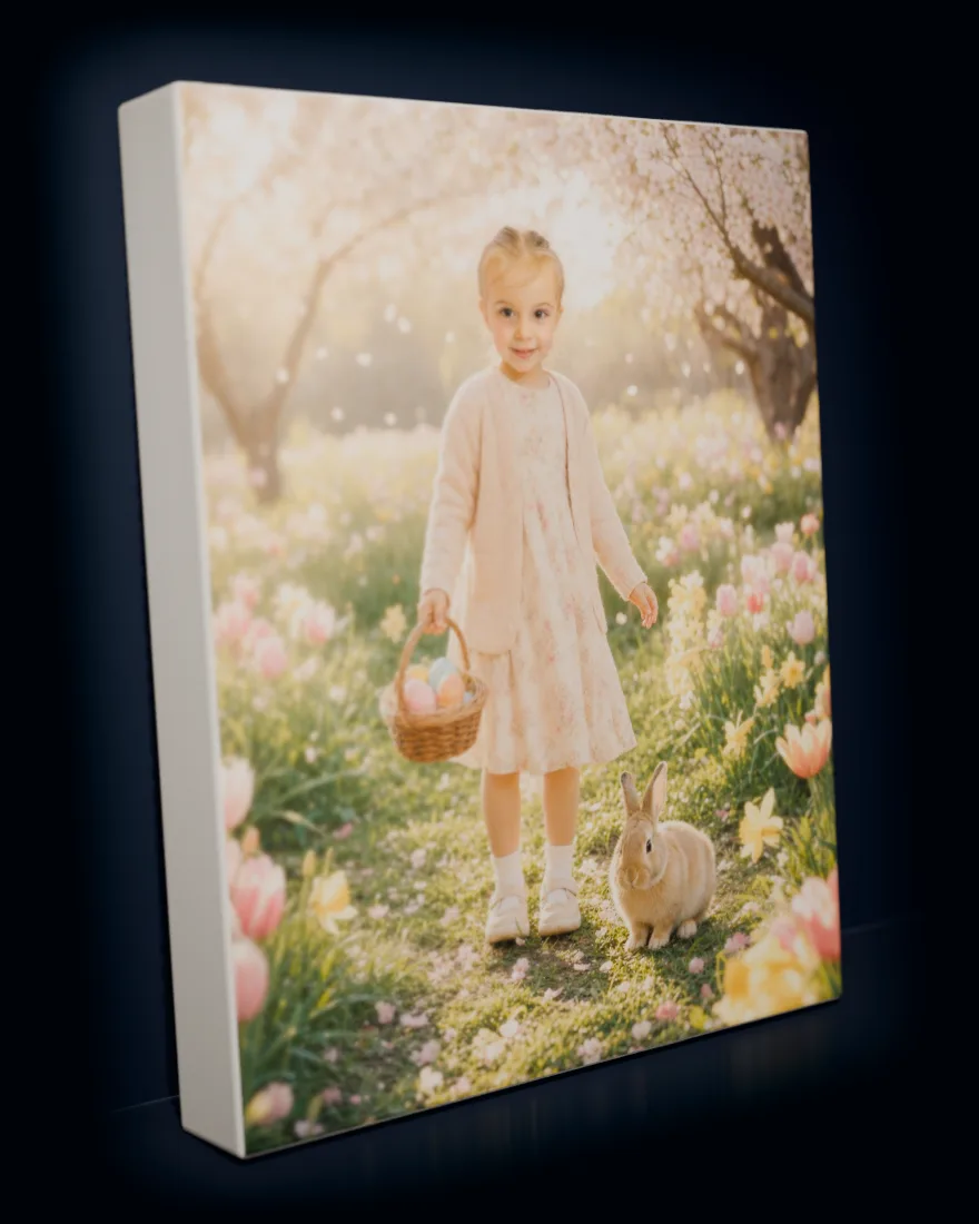 Easter Meadow printed as a gallery-wrapped matte canvas