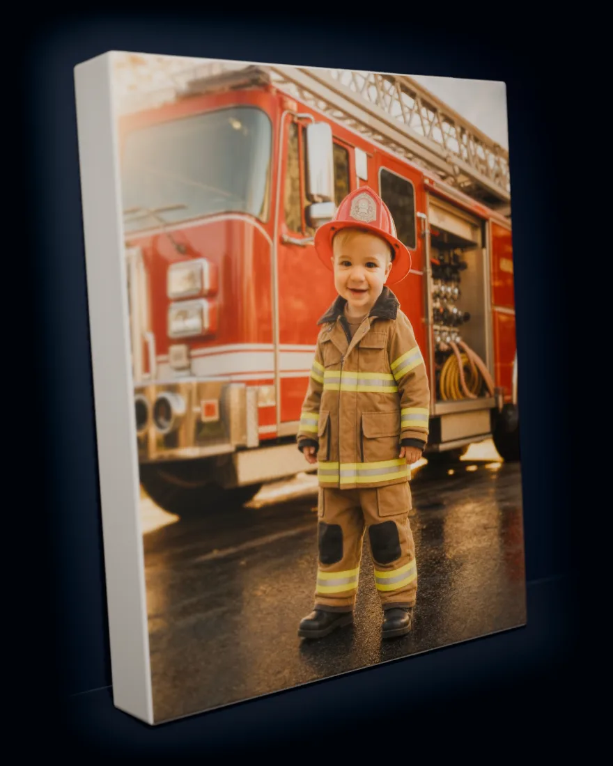 Fire Rescue printed as a gallery-wrapped matte canvas