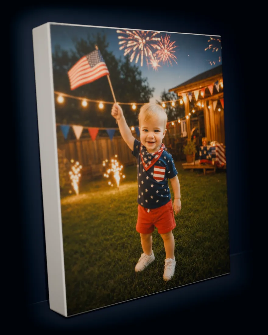 Fourth of July printed as a gallery-wrapped matte canvas
