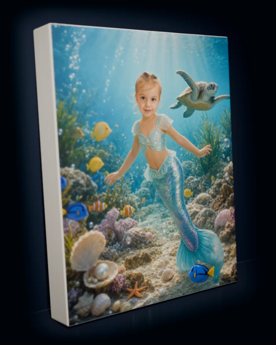 Mermaid Lagoon printed as a gallery-wrapped matte canvas