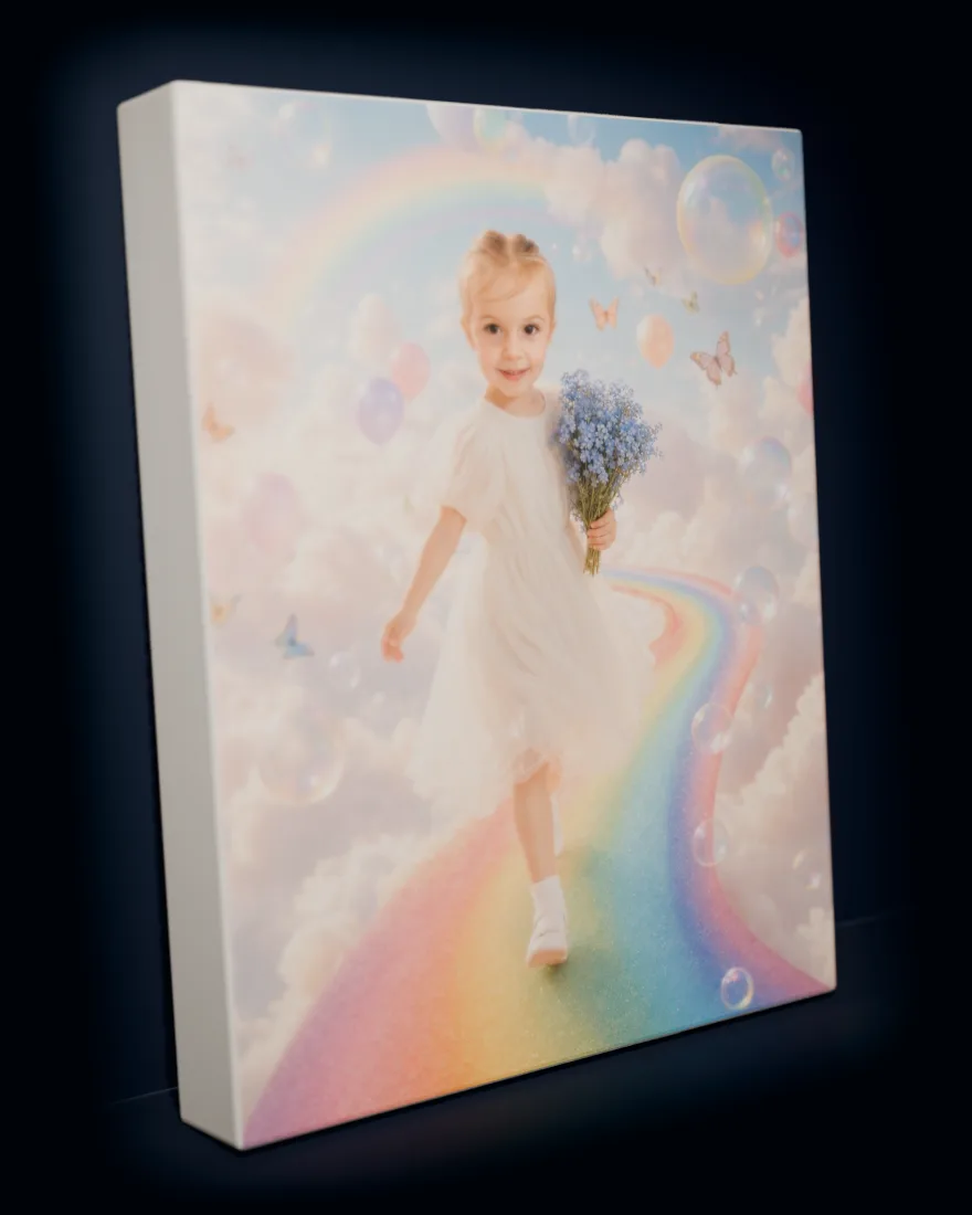 Rainbow Dreamland printed as a gallery-wrapped matte canvas