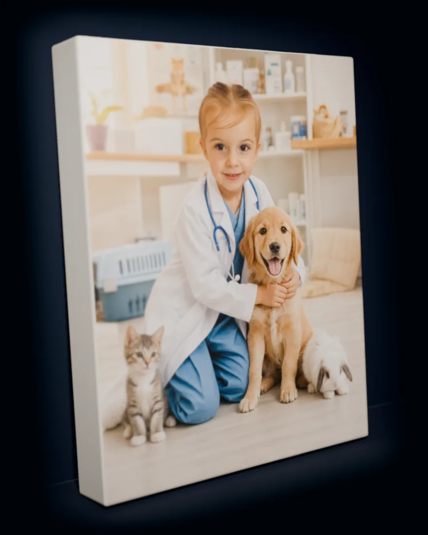 Pet Vet printed as a gallery-wrapped matte canvas
