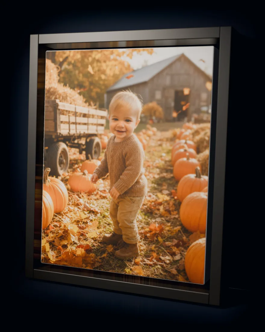 Autumn Harvest printed as a framed canvas in a black floating frame