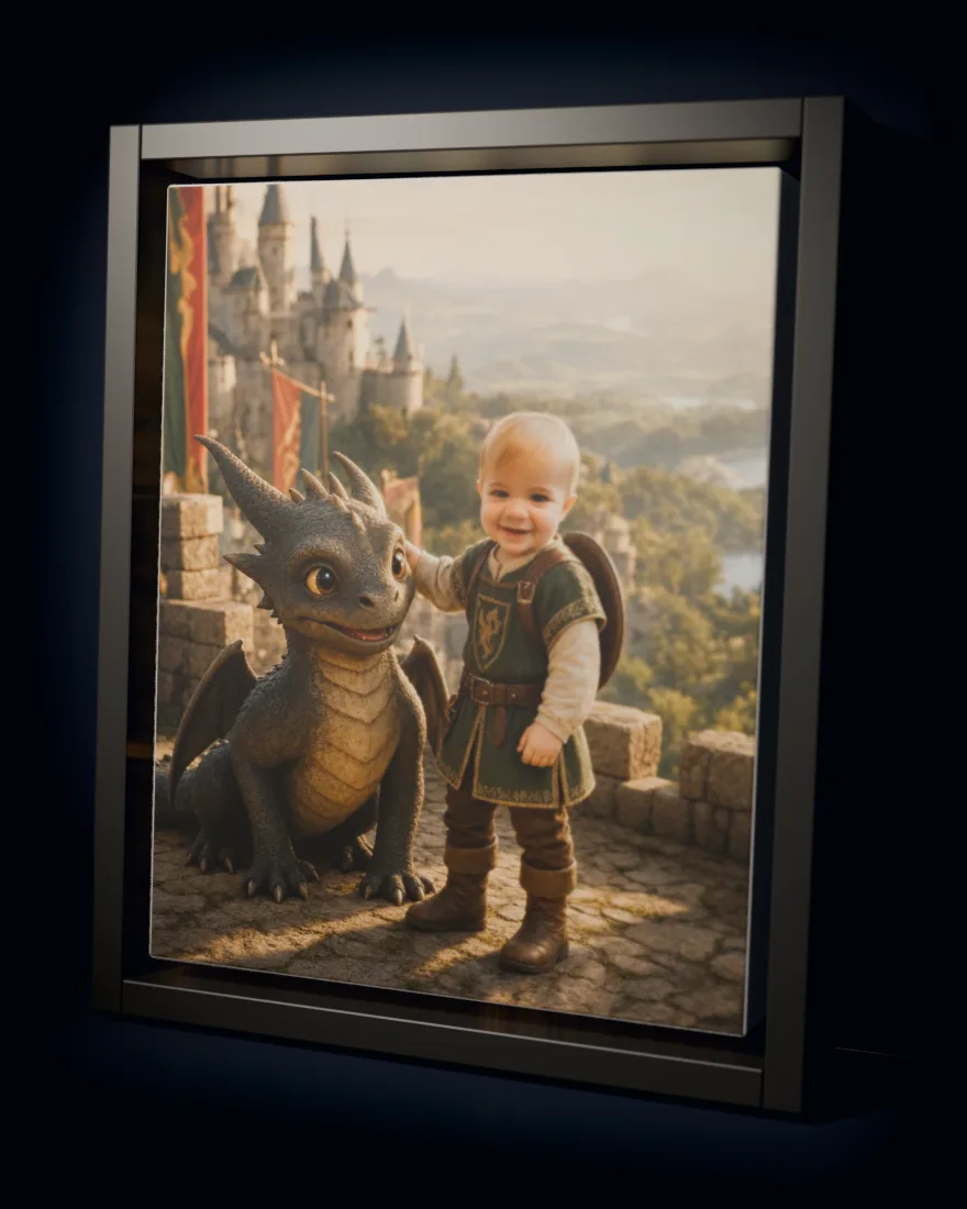 Dragon Kingdom printed as a framed canvas in a black floating frame