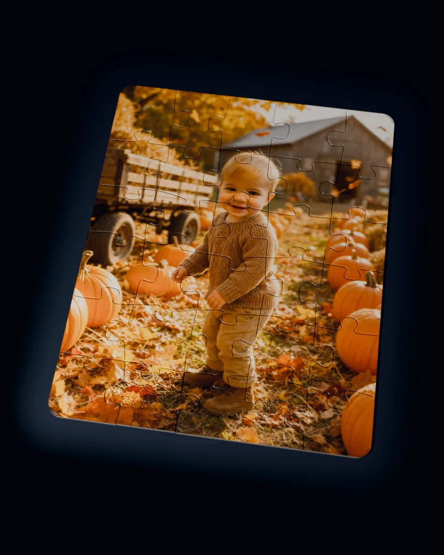 Autumn Harvest printed as a custom jigsaw puzzle, every piece in place