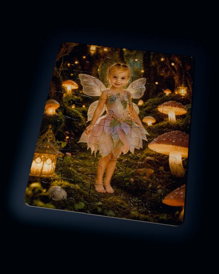 Fairy Forest printed as a custom jigsaw puzzle, every piece in place