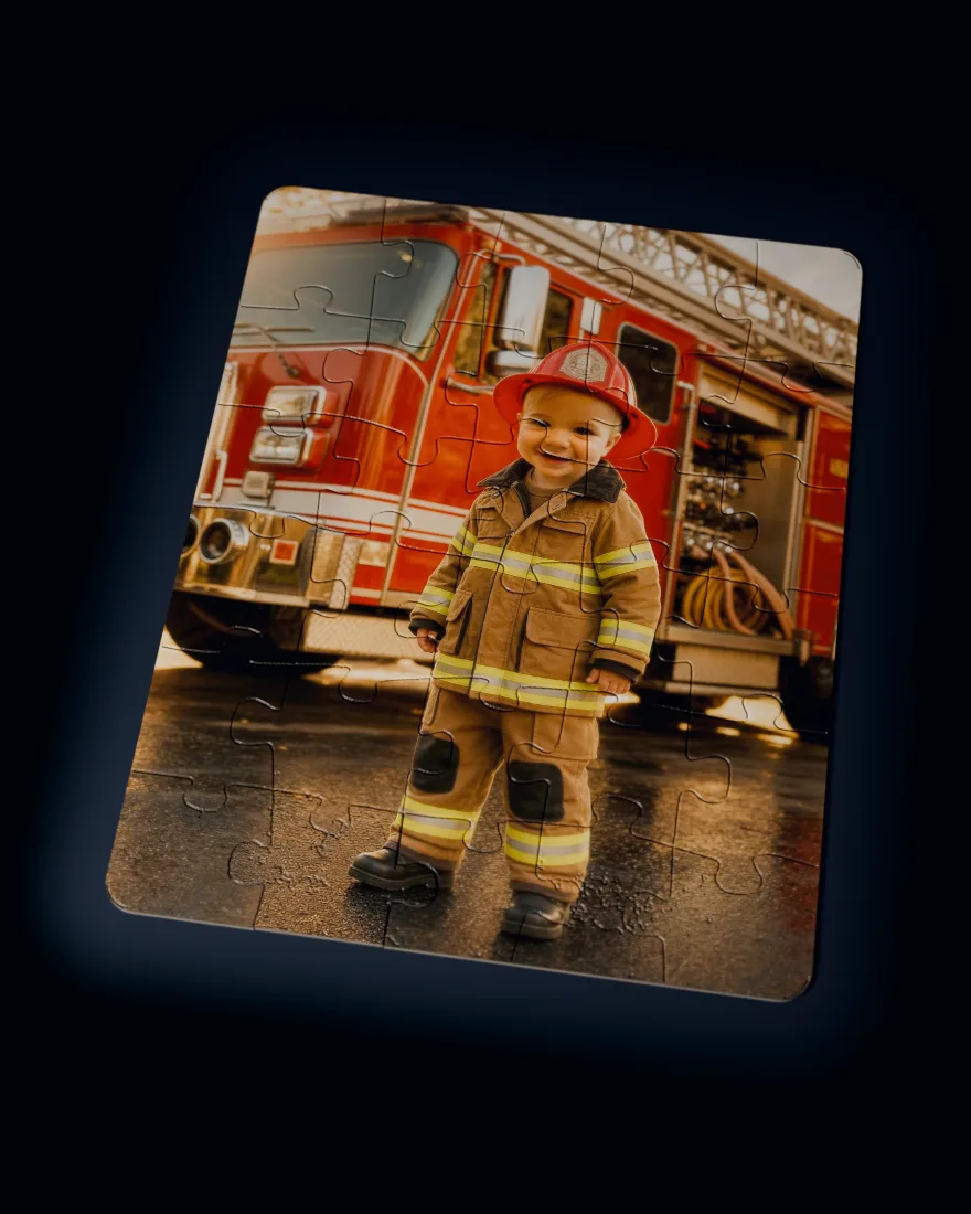 Fire Rescue printed as a custom jigsaw puzzle, every piece in place