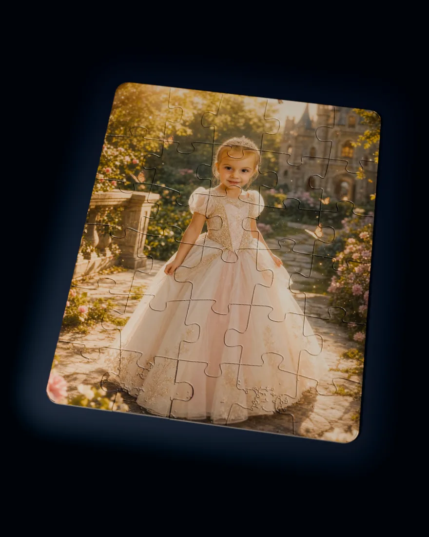 Princess Kingdom printed as a custom jigsaw puzzle, every piece in place