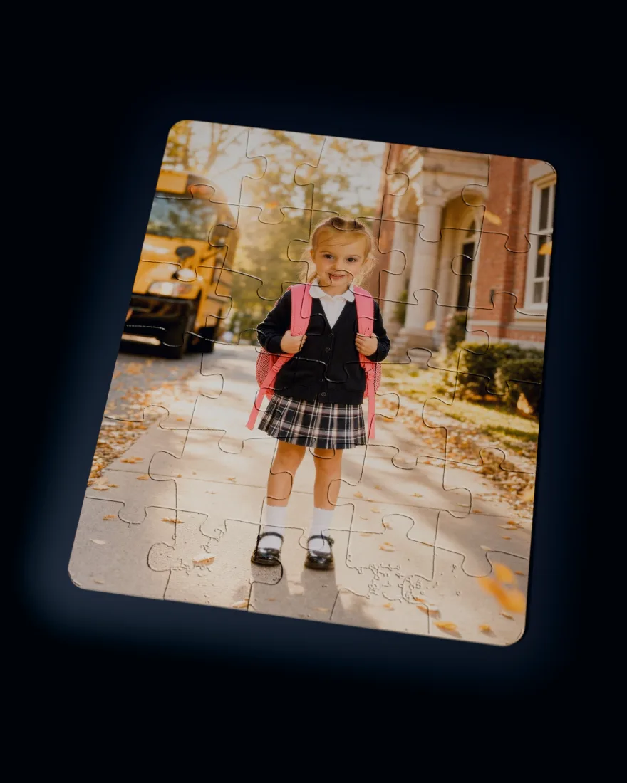 Back to School printed as a custom jigsaw puzzle, every piece in place